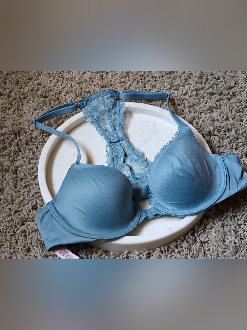 Victoria's Secret Powder Blue Lightly Padded Lace-Back Bra